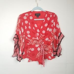 Spencer Jeremy Red Polka Dot SILK Blouse
